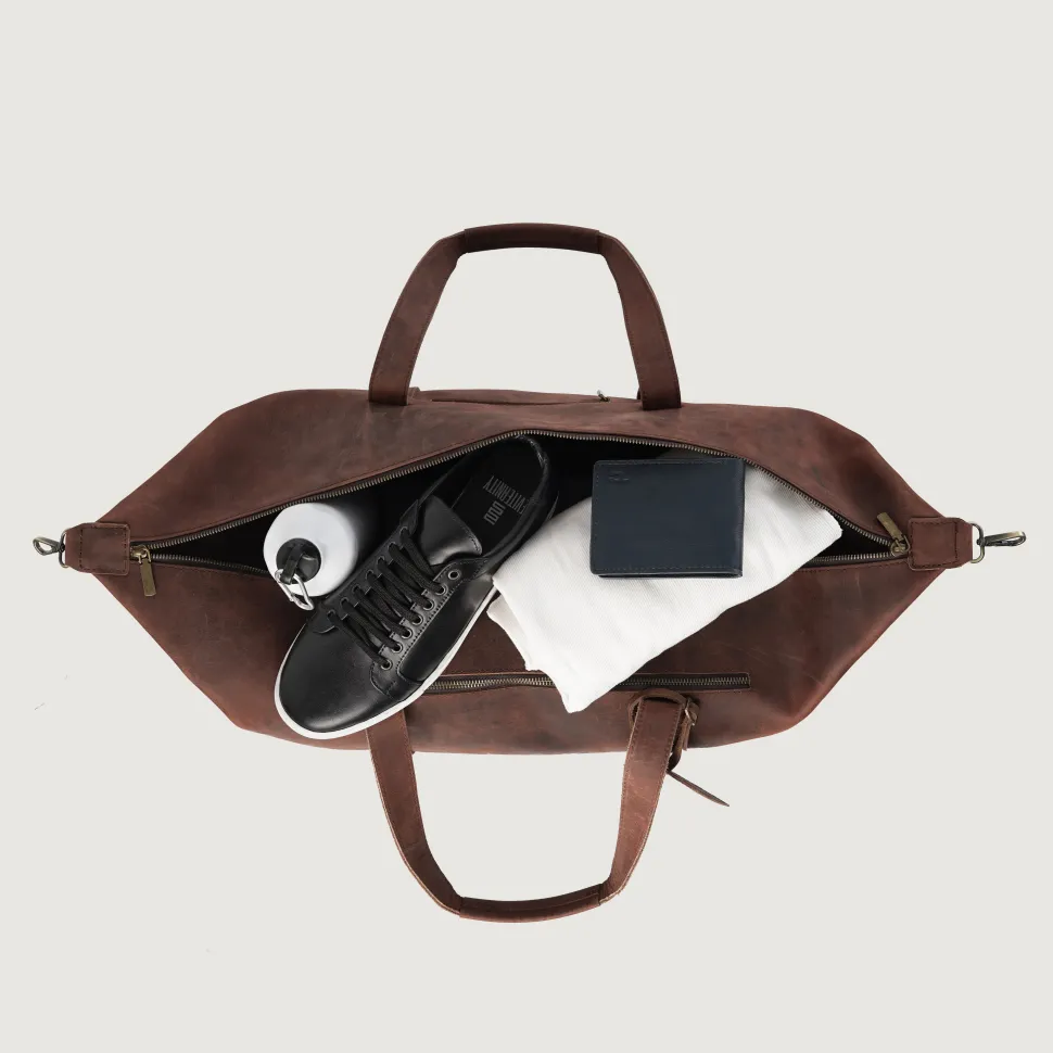 The Dale Duffle Vintage Distressed Brown Leather Duffle Bag