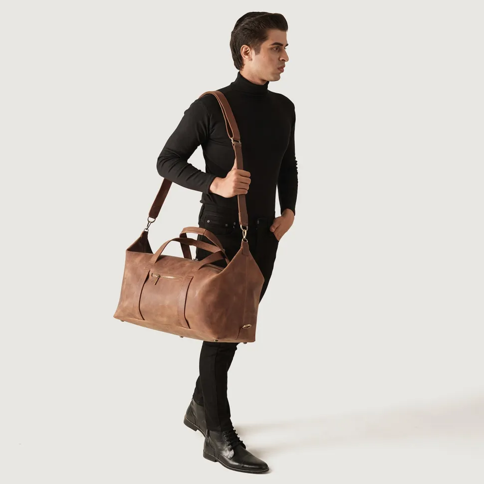 The Dale Vintage Tan Brown Leather Duffle Bag