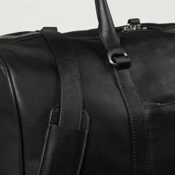 The Darrio Black Leather Duffle Bag