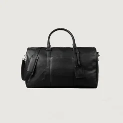 The Darrio Black Leather Duffle Bag