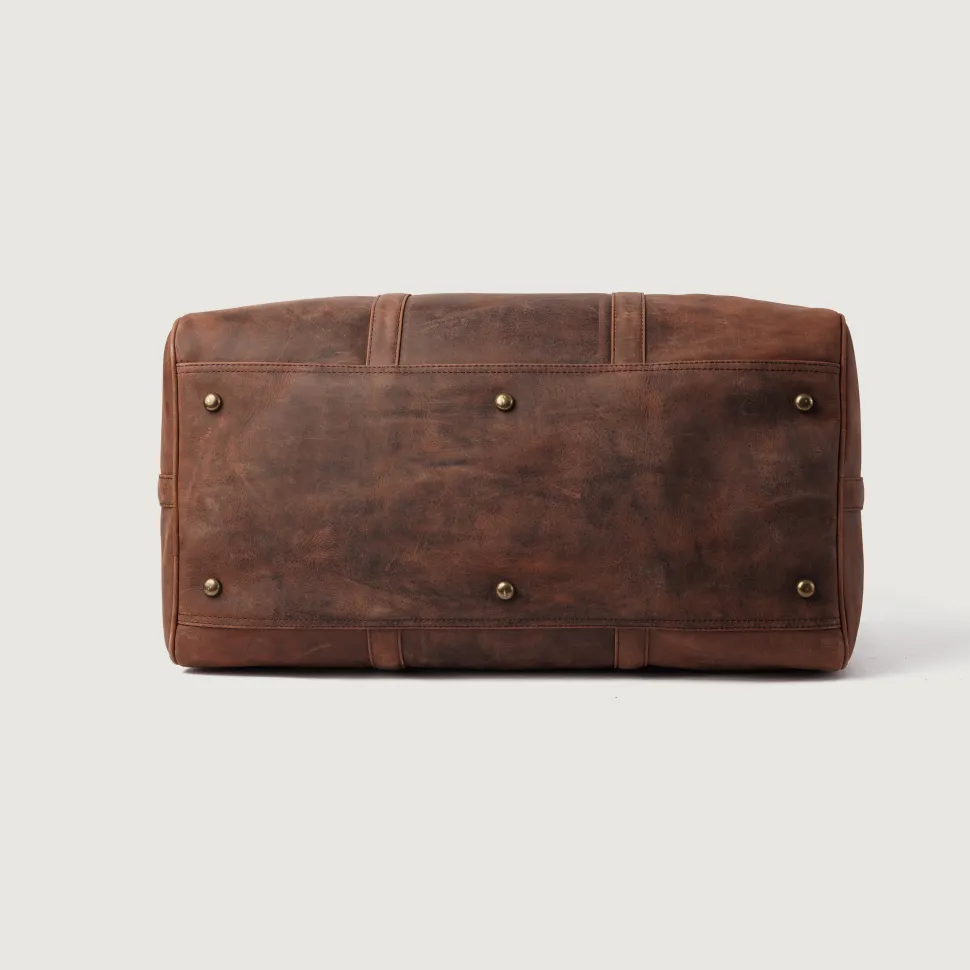 The Darrio Vintage Distressed Brown Leather Duffle Bag