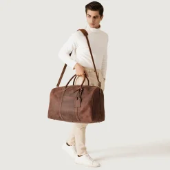 The Darrio Vintage Distressed Brown Leather Duffle Bag