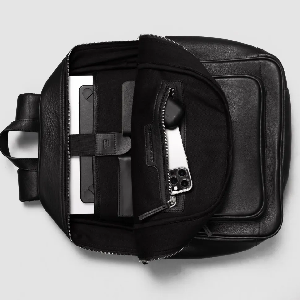 The Philos Black Leather Backpack