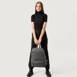 The Philos Grey Leather Backpack