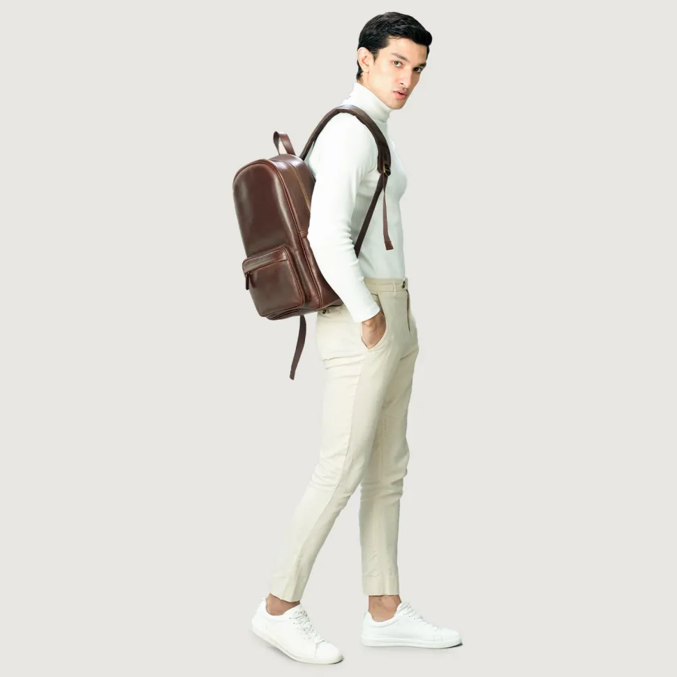 The Philos Vintage Brown Leather Backpack