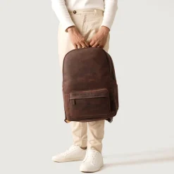 The Philos Vintage Distressed Brown Leather Backpack