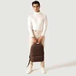 The Philos Vintage Distressed Brown Leather Backpack