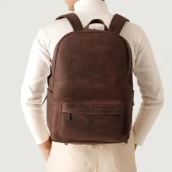 The Philos Vintage Distressed Brown Leather Backpack