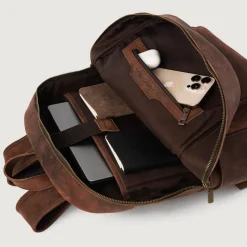 The Philos Vintage Distressed Brown Leather Backpack