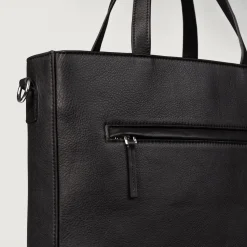 The Poet Black Leather Tote Bag