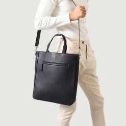 The Poet Black Leather Tote Bag