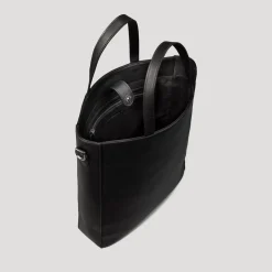 The Poet Black Leather Tote Bag