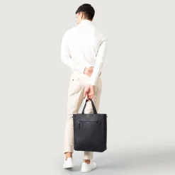 The Poet Black Leather Tote Bag