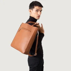 The Poet Brown Leather Tote Bag