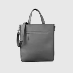The Poet Grey Leather Tote Bag