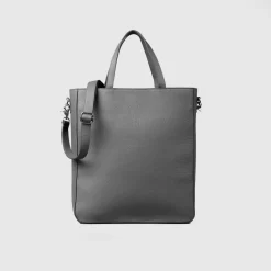The Poet Grey Leather Tote Bag