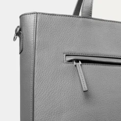 The Poet Grey Leather Tote Bag