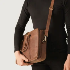 The Preston Vintage Tan Leather Briefcase