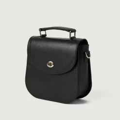 The Sandra Black Leather Saddle Bag