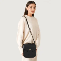 The Sandra Black Leather Saddle Bag