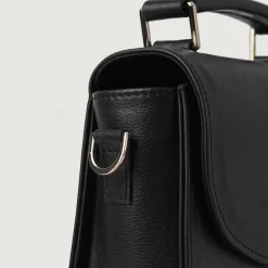 The Sandra Black Leather Saddle Bag