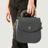 The Sandra Grey Leather Saddle Bag