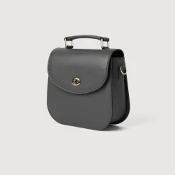 The Sandra Grey Leather Saddle Bag