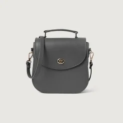 The Sandra Grey Leather Saddle Bag