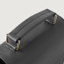 The Sandra Grey Leather Saddle Bag