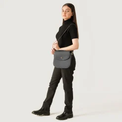 The Sandra Grey Leather Saddle Bag
