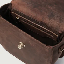 The Sandra Vintage Distressed Brown Leather Saddle Bag