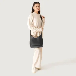 The Stefani Black Leather Hobo Bag