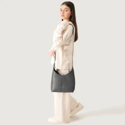 The Stefani Grey Leather Hobo Bag