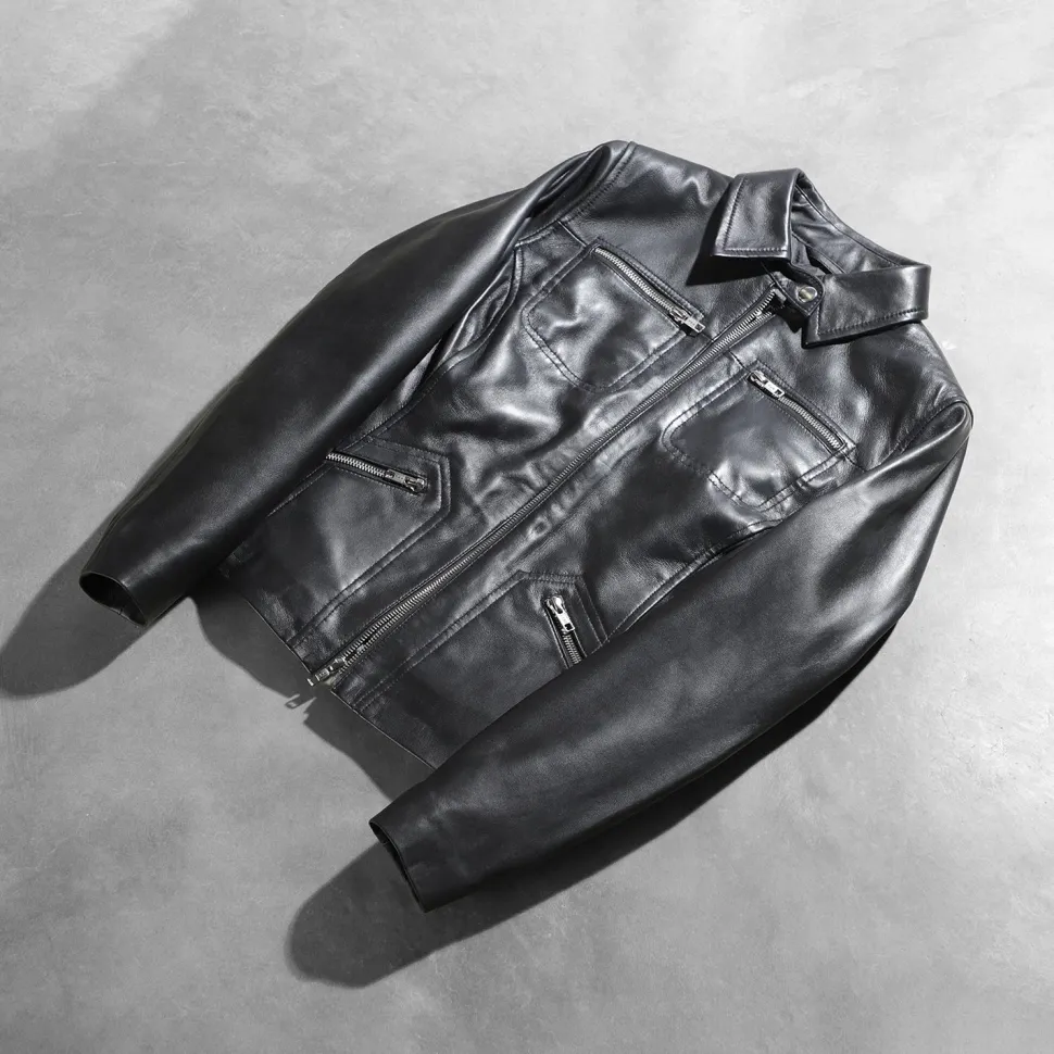 Tomachi Black Leather Jacket