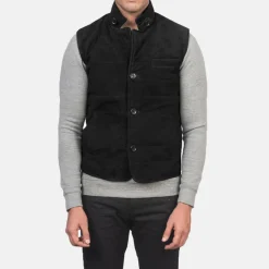 Tony Black Suede Vest