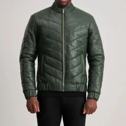 Travis Green Leather Puffer Jacket