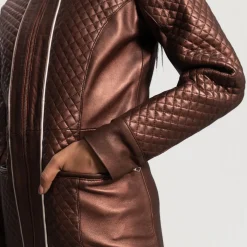 Trudy Lane Quilted Maroon Leather Coat
