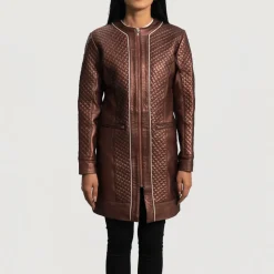 Trudy Lane Quilted Maroon Leather Coat