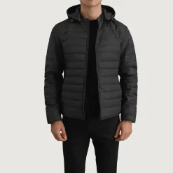 Tyler Black Hooded Puffer Jacket