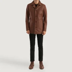 Urban Slate Brown Leather Coat