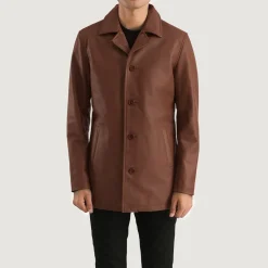 Urban Slate Brown Leather Coat