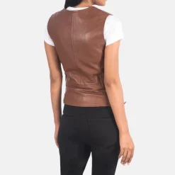 Vanda Brown Leather Biker Vest