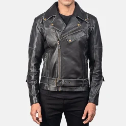 Vincent Black Leather Biker Jacket