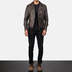 Vincent Brown Leather Biker Jacket