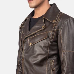 Vincent Brown Leather Biker Jacket