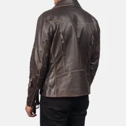 Vincent Brown Leather Biker Jacket