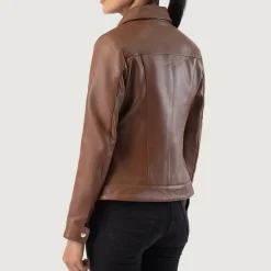 Vixen Brown Classic Collar Leather Jacket