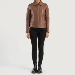 Vixen Brown Classic Collar Leather Jacket