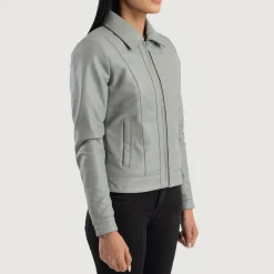 Vixen Grey Classic Collar Leather Jacket
