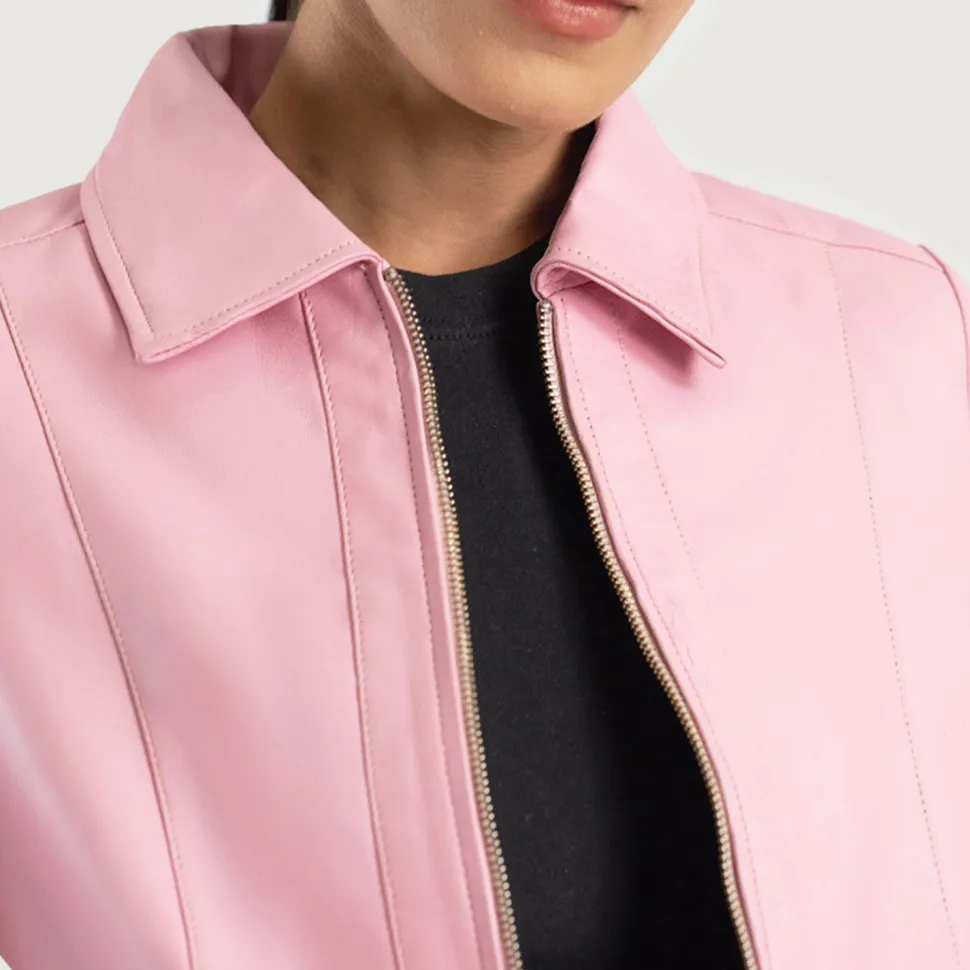 Vixen Pink Classic Collar Leather Jacket